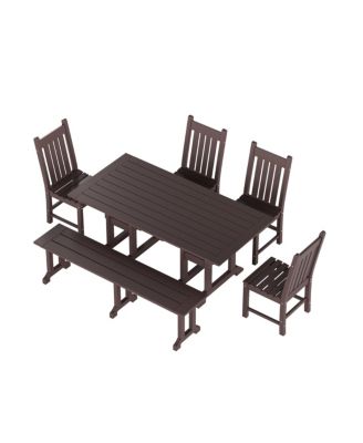 6 Piece Outdoor Patio Dining Set Outdoor Table and Bench Chair Set