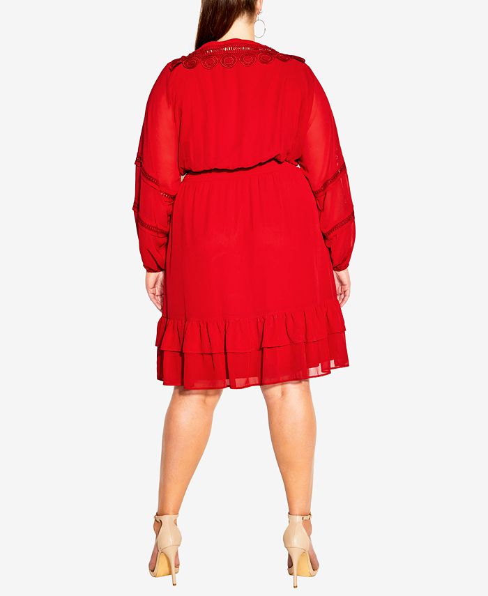 City Chic Trendy Plus Size Sweetheart Ruffle Dress - Macy's