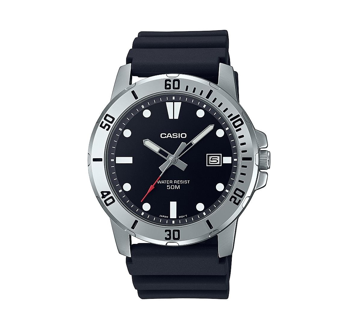 Men's Three-Hand Black Resin Watch 45mm, MTPVD01-1EV - Black