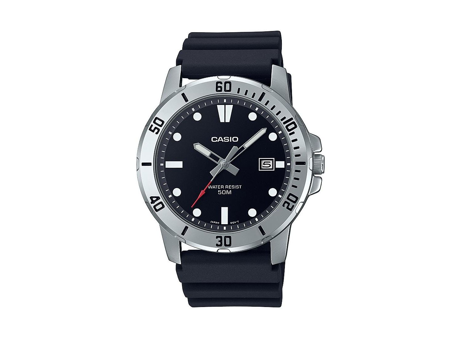 Men's Three-Hand Black Resin Watch 45mm, MTPVD01-1EV