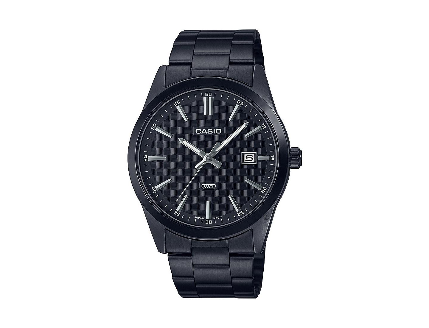 Мужские часы Casio Three-Hand Black Stainless Steel Watch 41mm, MTPVD03B-1A — фото 1