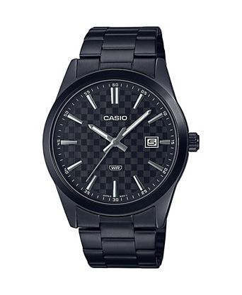 Men's Three-Hand Black Stainless Steel Watch 41mm, MTPVD03B-1A