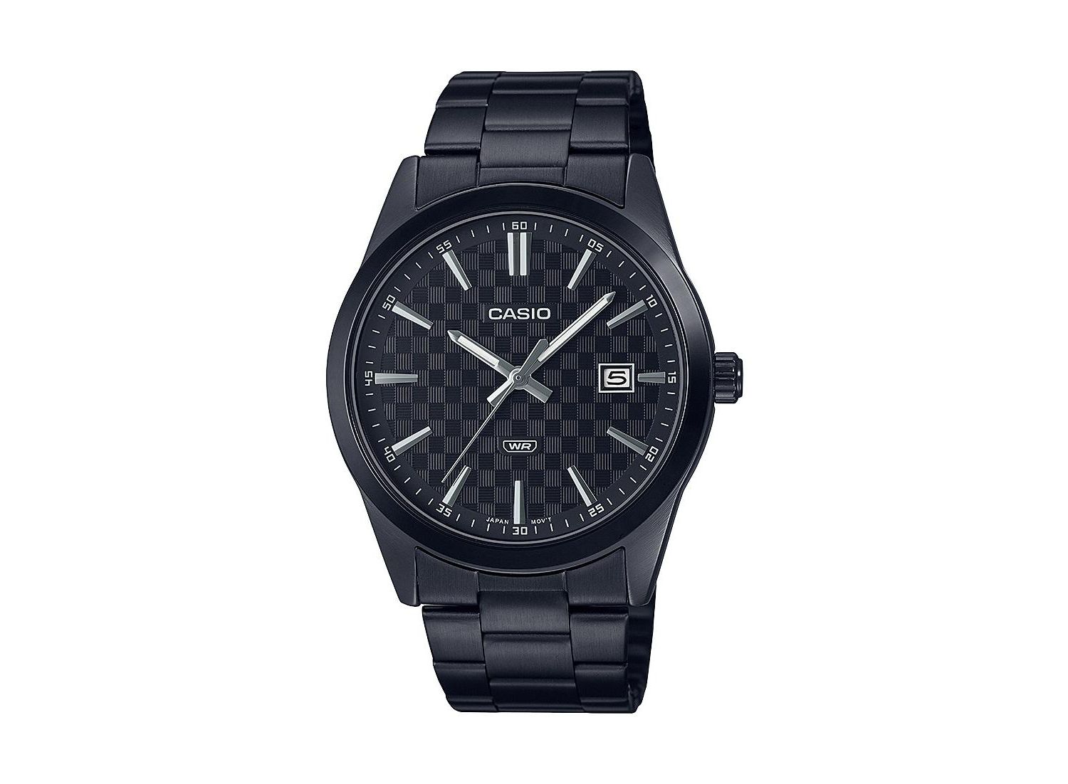 Men's Three-Hand Black Stainless Steel Watch 41mm, MTPVD03B-1A
