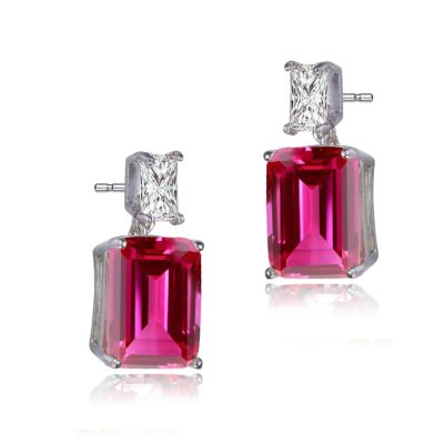 Women's White Gold Plated Colored Cubic Zirconia Stud Earrings