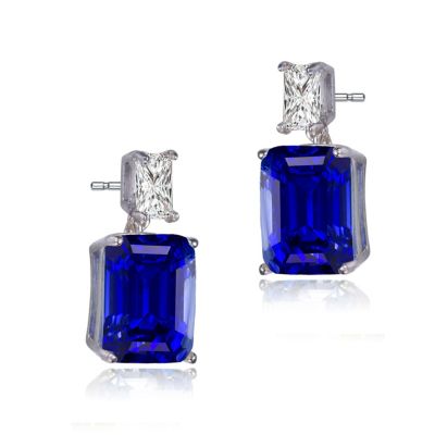 Women's White Gold Plated Colored Cubic Zirconia Stud Earrings