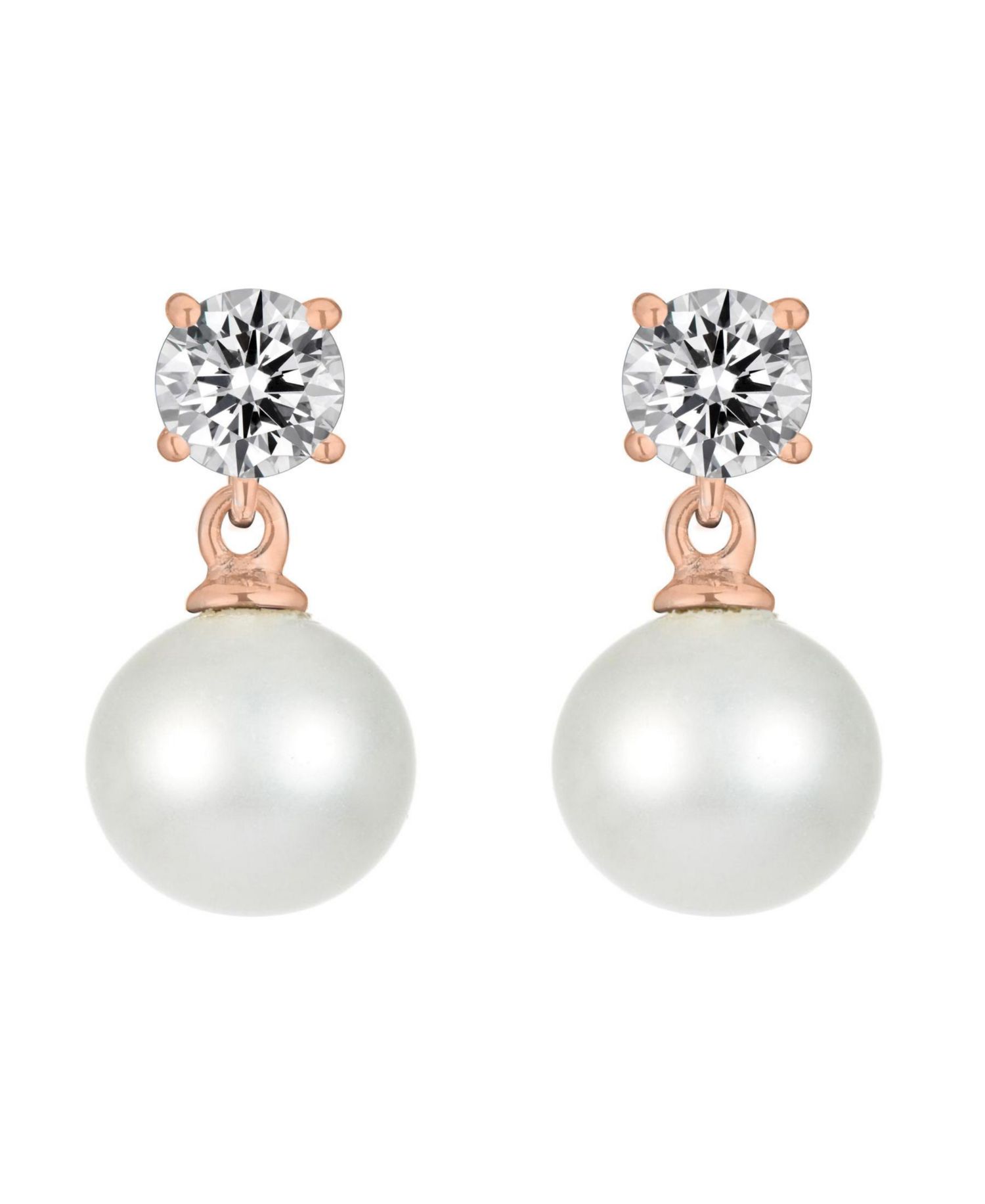 Elegant Sterling Silver Timeless CZ & Pearl Drop Earrings