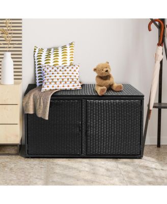 88 Gallon Garden Patio Rattan Storage Container Box Bin Shelf