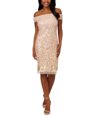 Adrianna Papell - Women's Embellished Off-The-Shoulder Dress