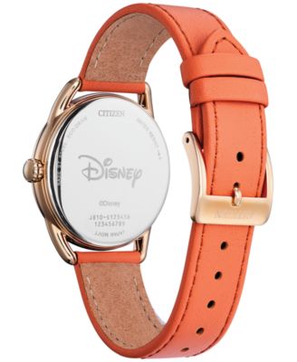 Eco-Drive Women's Disney Minnie Mouse Diamond Accent Pink Leather Strap Watch 36mm