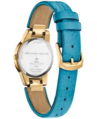 Eco-Drive Women's Disney Aladdin's 30th Anniversary Teal Leather Strap Watch 30mm Gift Set