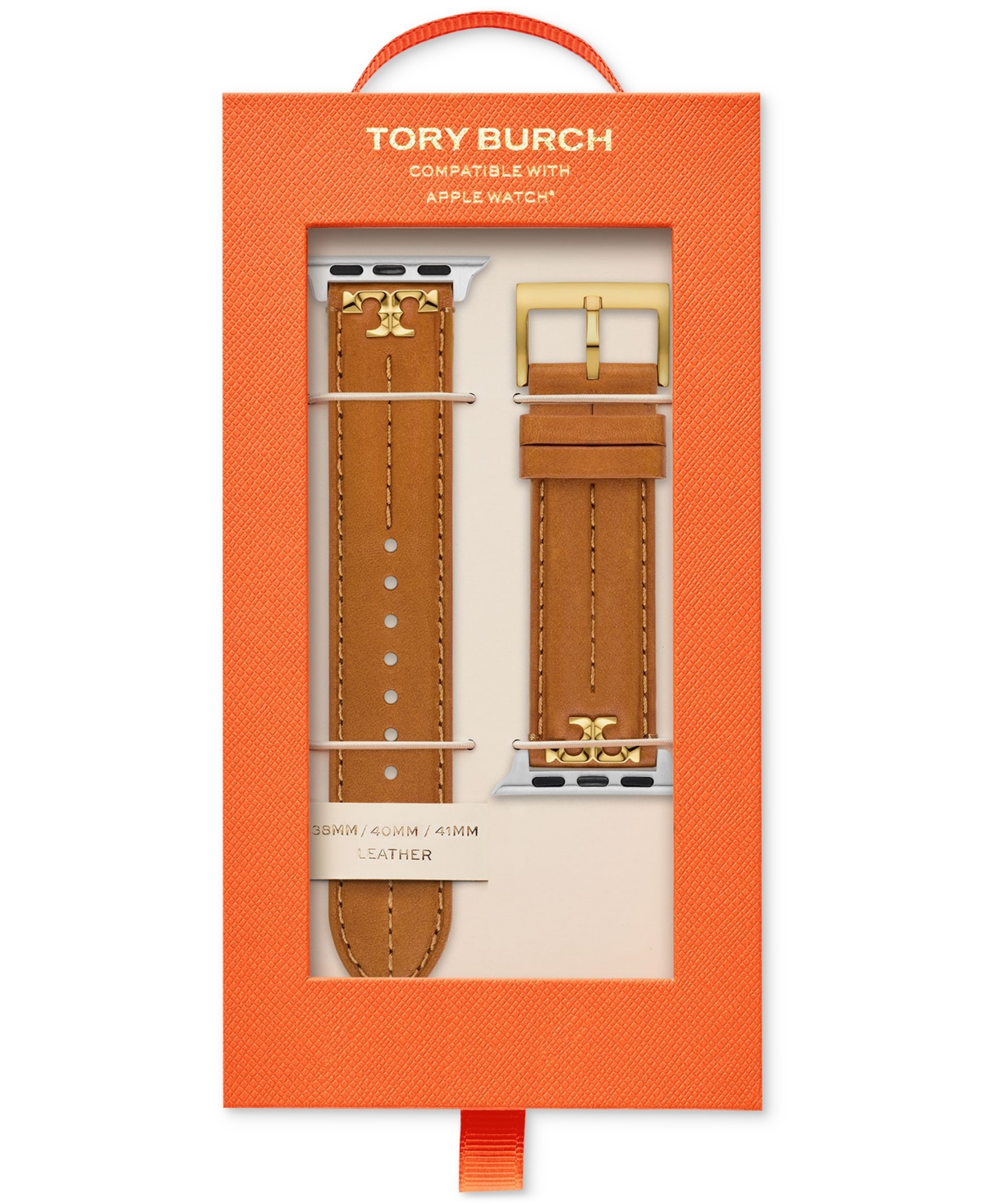 Shop Tory Burch The Kira Luggage Leather Strap For Apple Watch 38mm/40mm/41mm In Brown