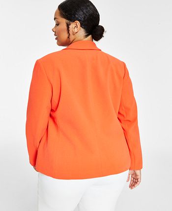 Bar III Plus Size Textured Crepe Faux-Double-Breasted Blazer, Created ...