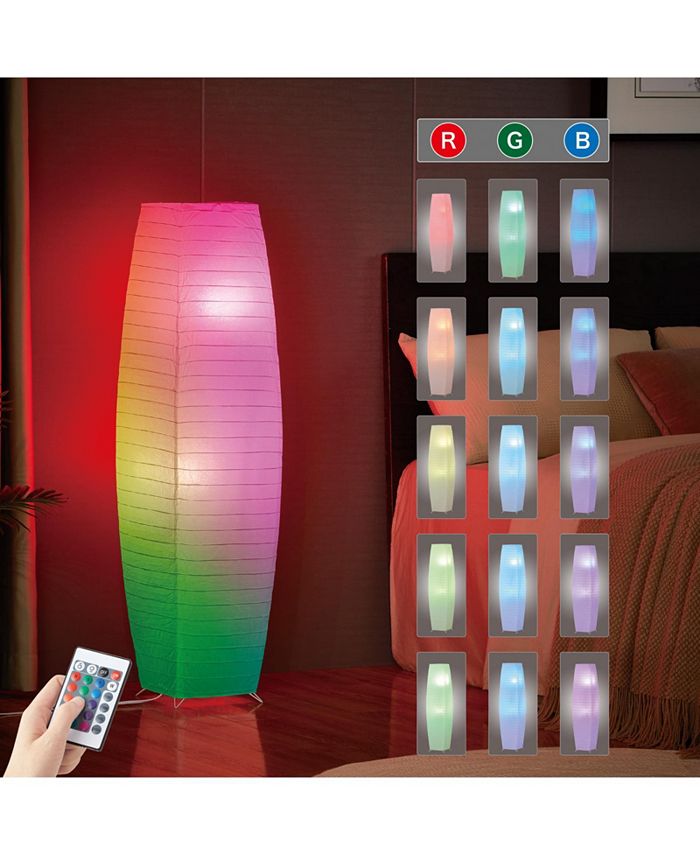 LIGHTACCENTS Alumni Color Changing RGB Chrome & Paper Floor Lamp with