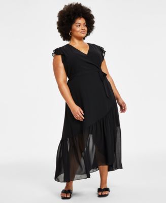 chinese dress ladies Anne Klein Plus Size Classic Wrap Dress - Black