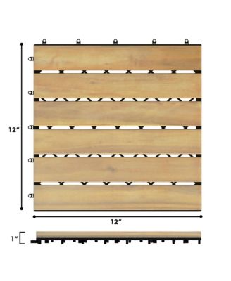10PCS 12'' x 12'' Acacia Wood Deck Tiles Interlocking