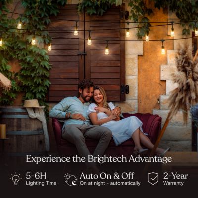 Glow 27ft Solar Powered LED Outdoor String Lights with Brass Hardware