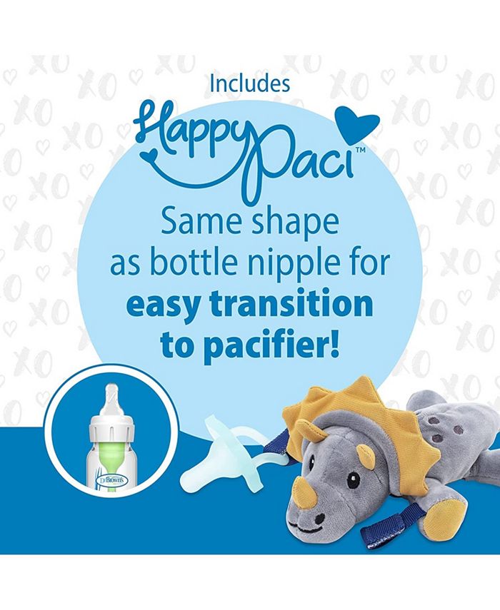 Dr. Browns Lovey Pacifier Holder & Teether Clip, with Pacifier, Girl, 3