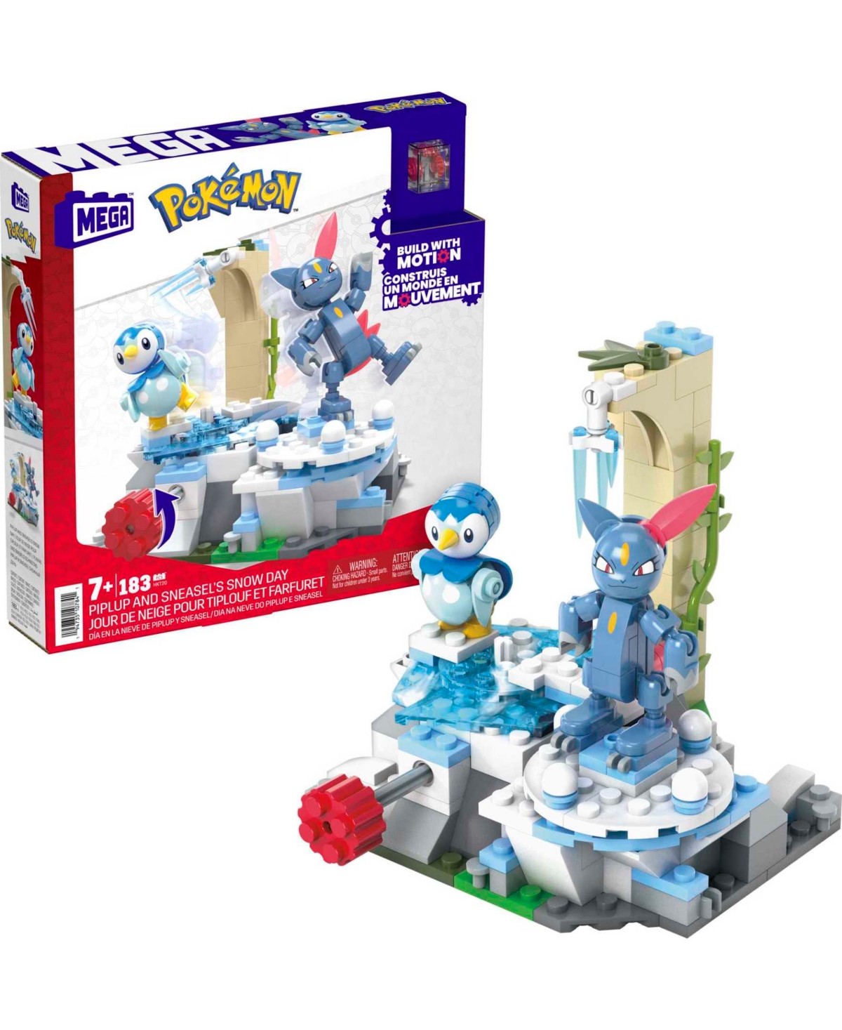 Mega Construx Pokemon Piplup And Sneasel's Snow Day Piece Building Set In Multi-color