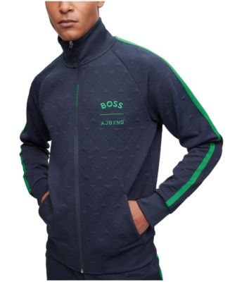 Hugo Boss Men's AJBXNG All-Over Monograms Relaxed-Fit Zip-Up
