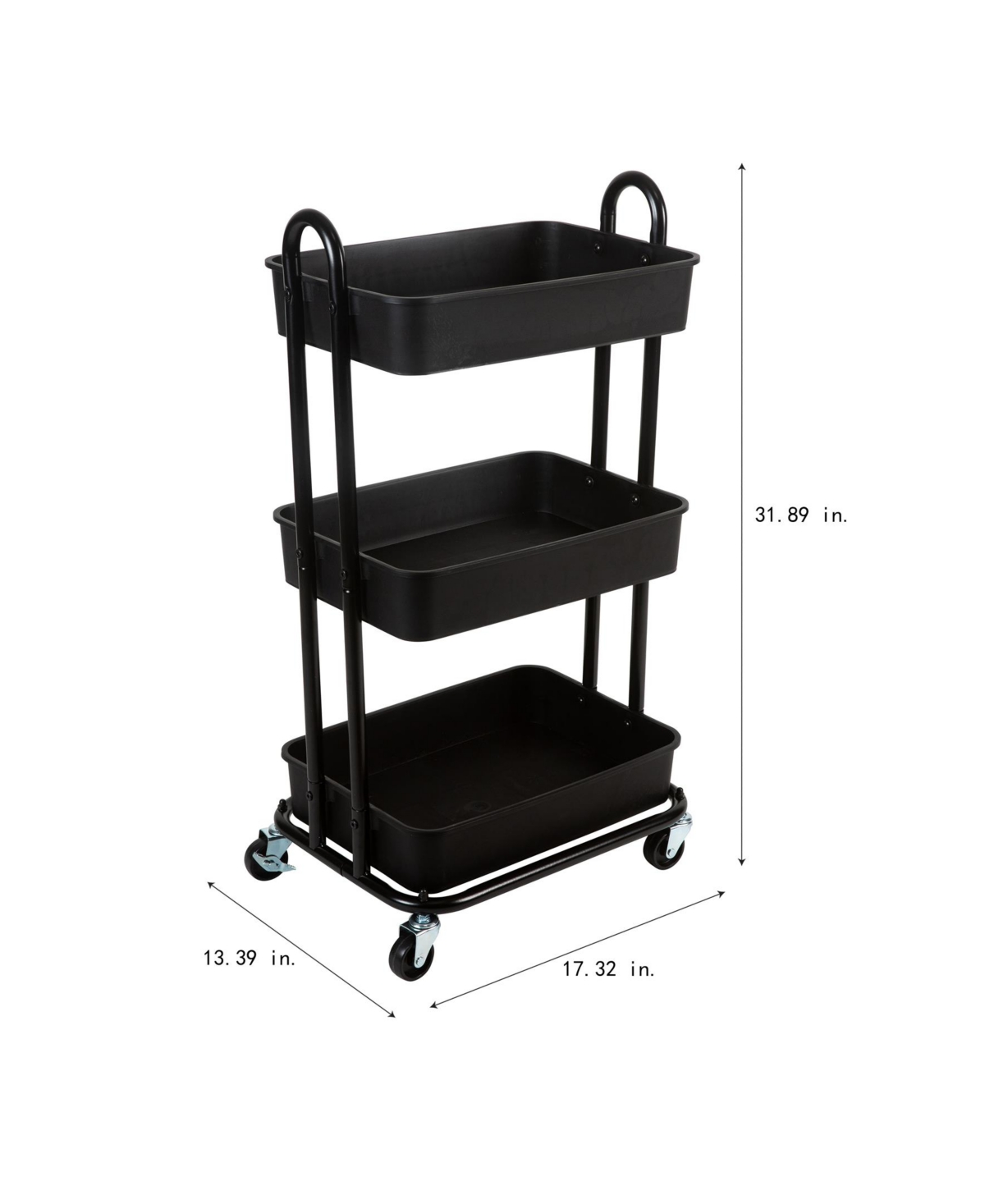 Shop Organize It All 3 Tier Rolling Multifunctional Storage Cart In Black