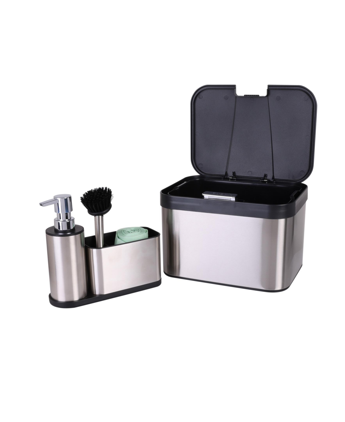 Shop Organize It All Stainless Steel Compost Bin Set With Biodegradable Bags, Sink Organizer & Scrub Brush