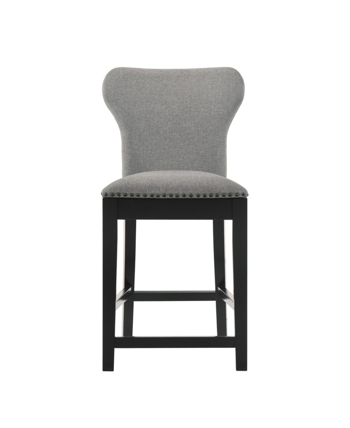Coaster Home Furnishings 2-Piece Asian Hardwood Upholstered Solid Back Counter Height with Nail head Trim Stools Set - Black