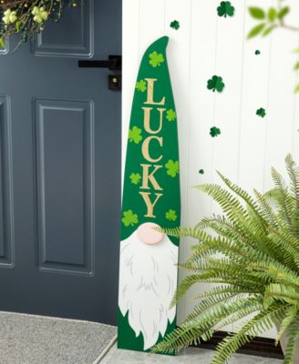 42" H St. Patrick's Wooden Gnome Porch Decor
