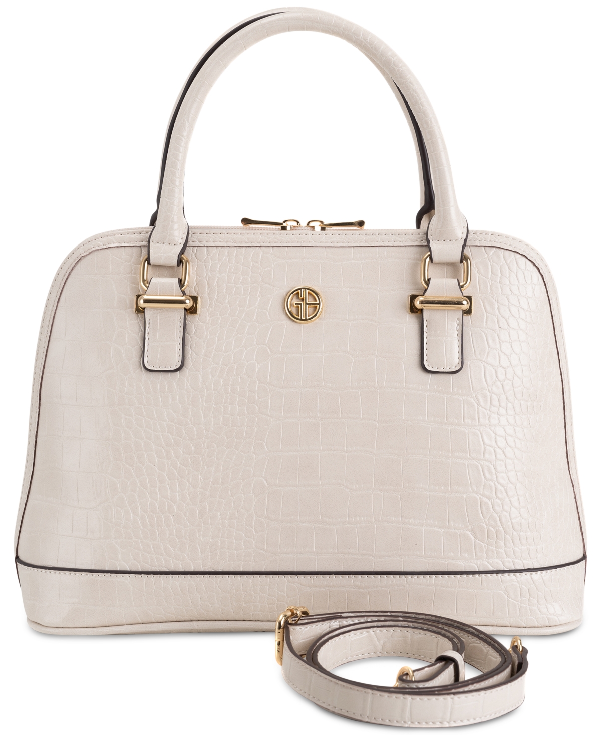Giani Bernini Croc-embossed Dome Satchel, Created For Macy's In Ivory ...