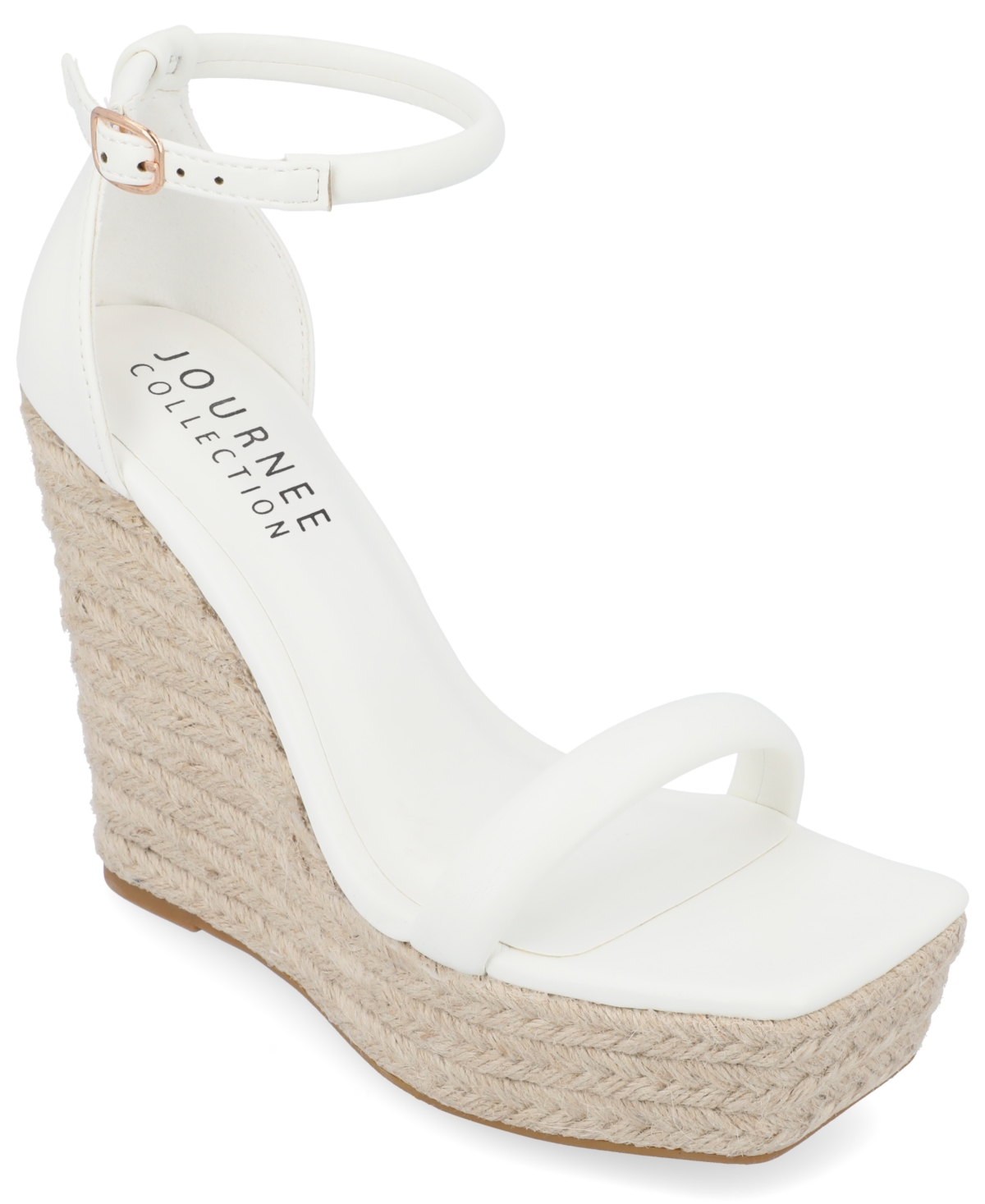 Journee Collection Olesia Tru Comfort Espadrille Wedge Platform Sandal In White