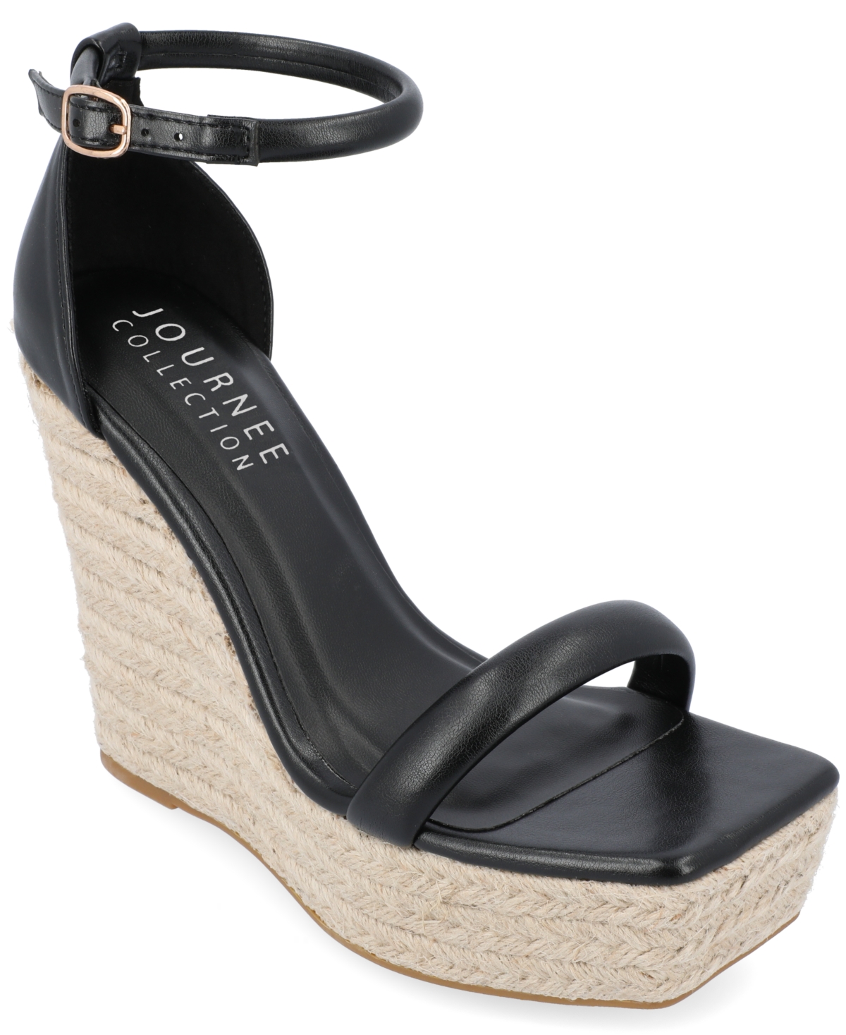 Journee Collection Women's Olesia Platform Wedge Sandals In Black