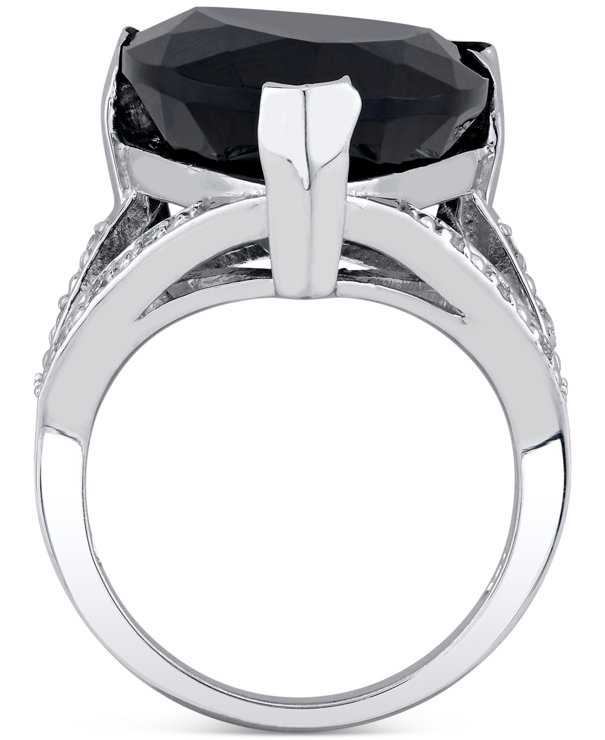 (6 1/6 ct. t.w.) & Diamond Accent Square Ring in Sterling Silver - Onyx
