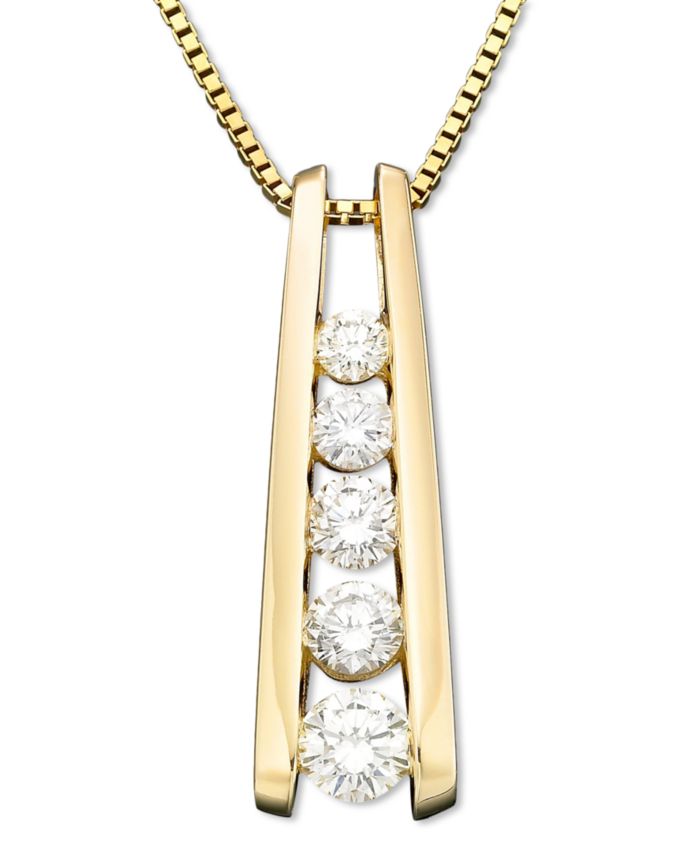 Five-Stone Diamond Journey Pendant Necklace (1 ct. t.w.) in 14k Yellow or