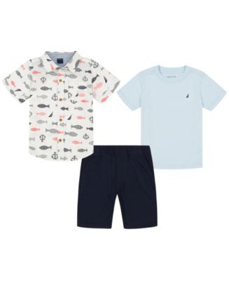 Nautica Boys 4-7 Sail 3-Piece Woven Short Set - 4 / Blue