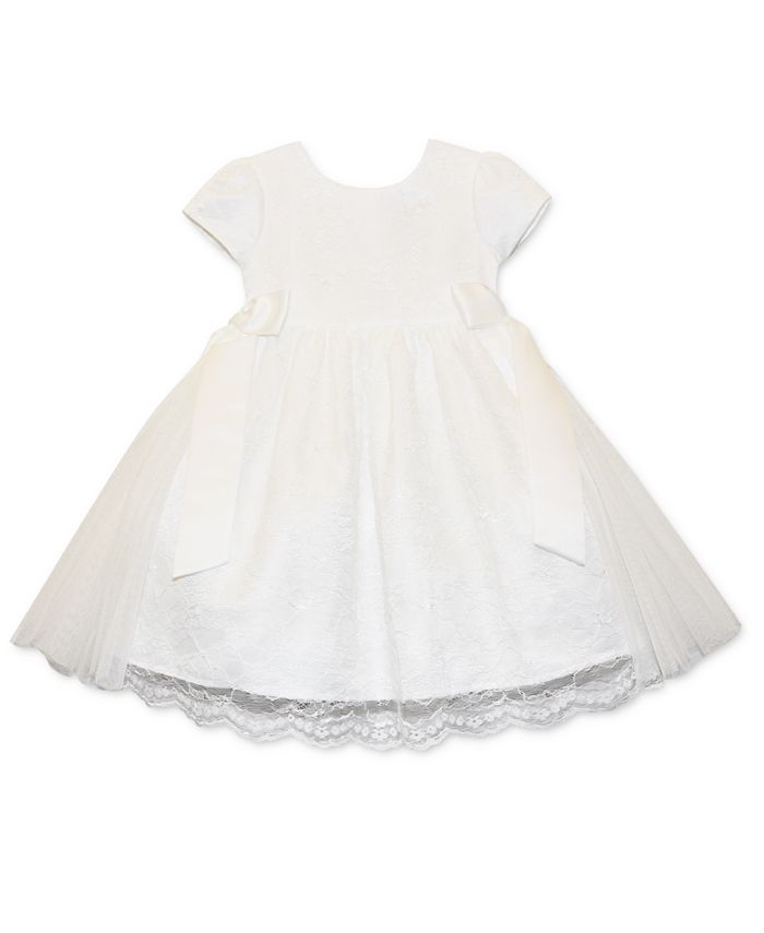 Blueberi Boulevard Baby Girls Fit and Flare Lace Dress with Double Bow ...