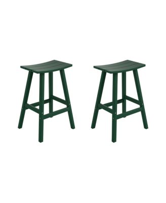 Outdoor Patio Adirondack Bar Height Stool Saddle Seat Chair Set of 2