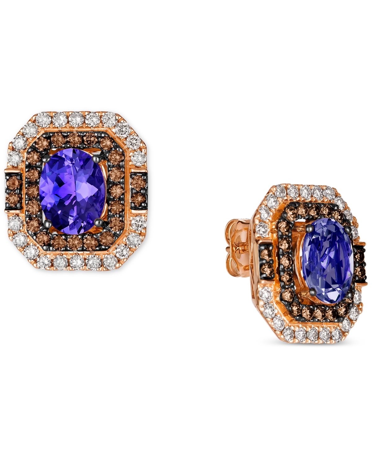 Le Vian Blueberry Tanzanite (3-3/8 ct. t.w.), Chocolate Diamonds (7/8 ct. t.w.) & Nude Diamonds (3/4 ct. t.w.) Earrings in 14k Rose Gold