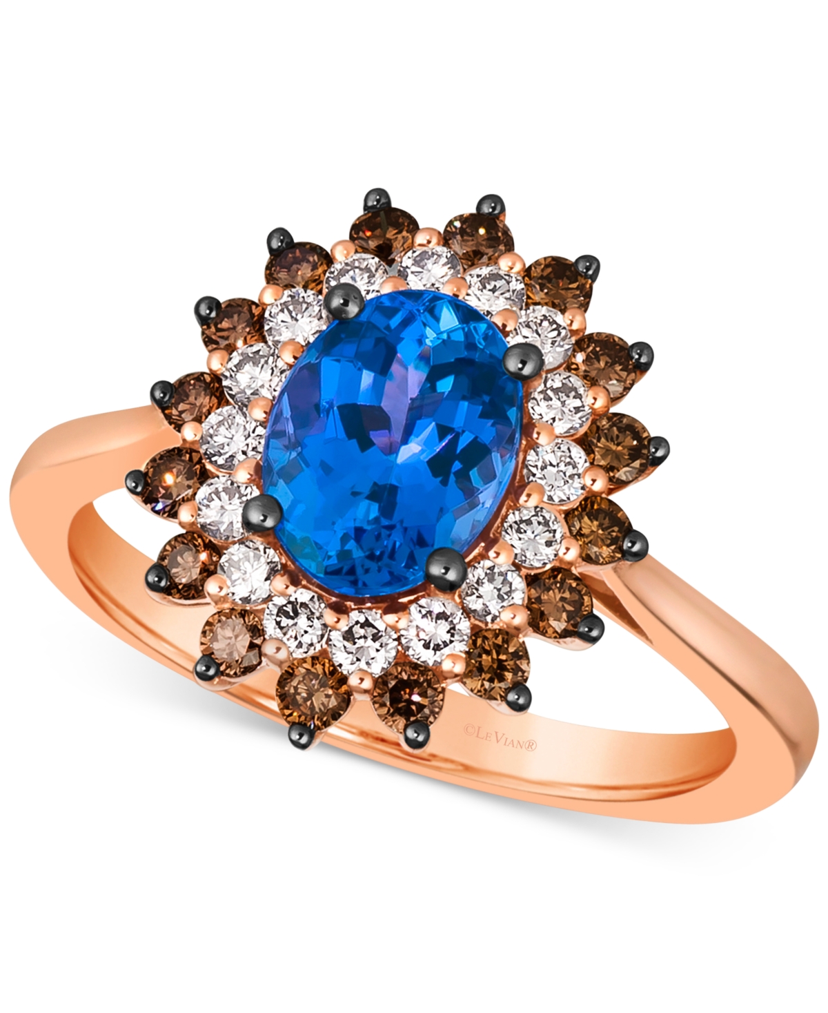 Le Vian Blueberry Tanzanite (1 ct. t.w.), Chocolate Diamonds (1/3 ct. t.w.) & Nude Diamonds (1/4 ct. t.w.) Statement Ring in 14k Rose Gold