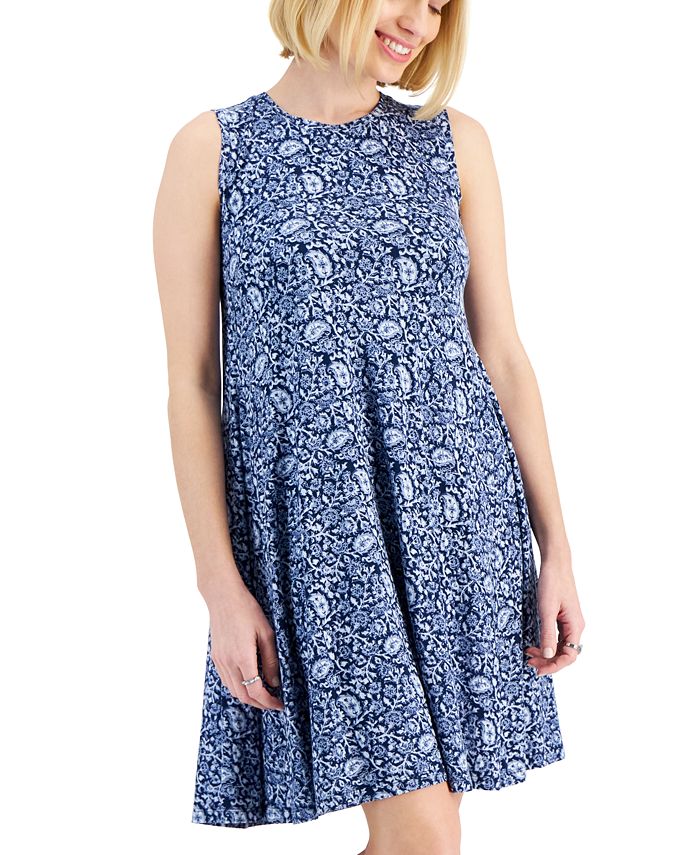 Style & Co Petite Sleeveless Floral Flip-Flop Dress, Created for Macy's ...