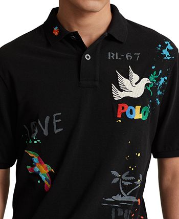 Classic Fit Mesh Graphic Polo Shirt