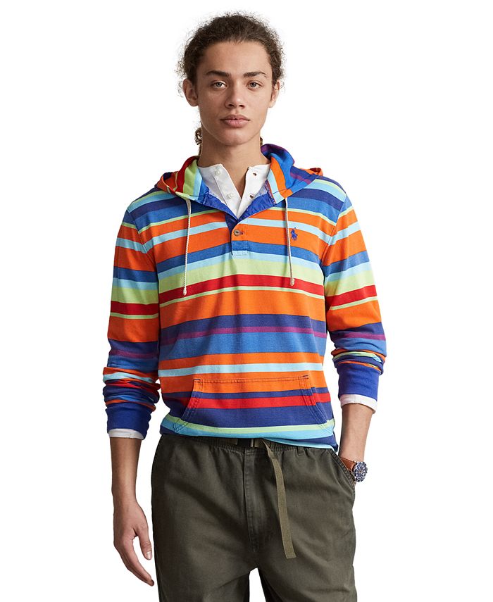 Polo Ralph Lauren Men's Striped Cotton Mesh Hooded T-Shirt - Macy's