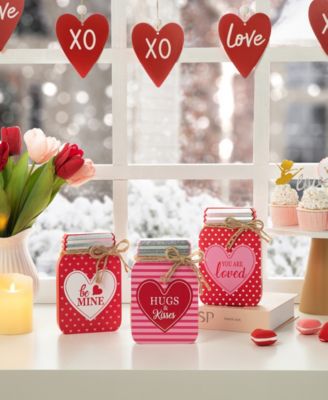 7" H Valentine's Wooden Mason Jar Table Decor Set, 3 Piece
