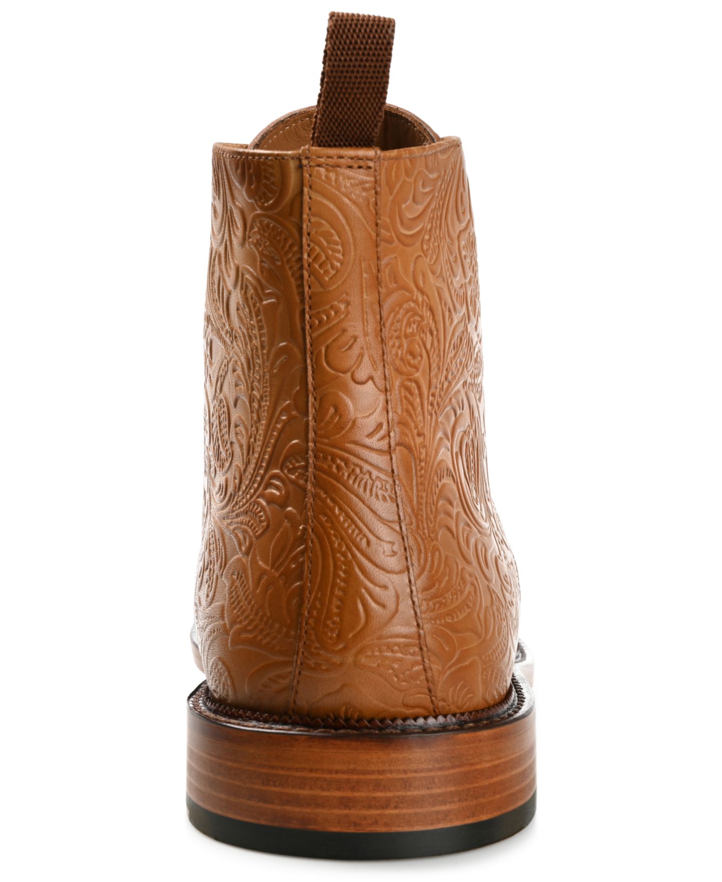 Мужские ботинки Taft Paris Floral Embossed Leather Dress Boots, цвет: Медовый с принтом — фото 3