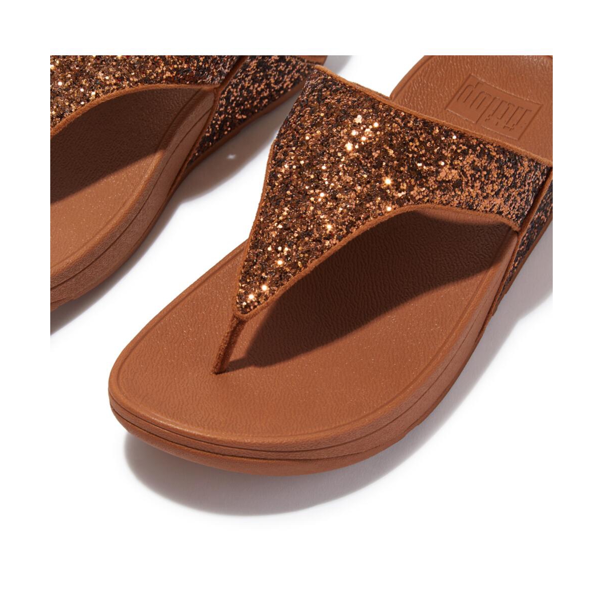 Fitflop Lulu Embellished Platform Wedge Flip Flop In Metallic Mauve Wine