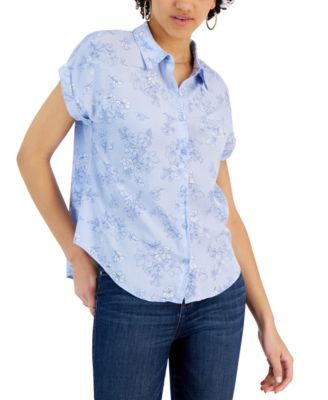 Pink Rose - Juniors' Dolman-Sleeve Button-Front Top