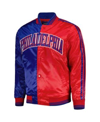 Men's Royal, Red Philadelphia 76ers Fast Break Satin Full-Snap Jacket