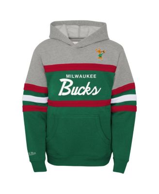 Big Boys and Girls Boys Heather Gray, Green Milwaukee Bucks Hardwood Classics Head Coach Pullover Hoodie