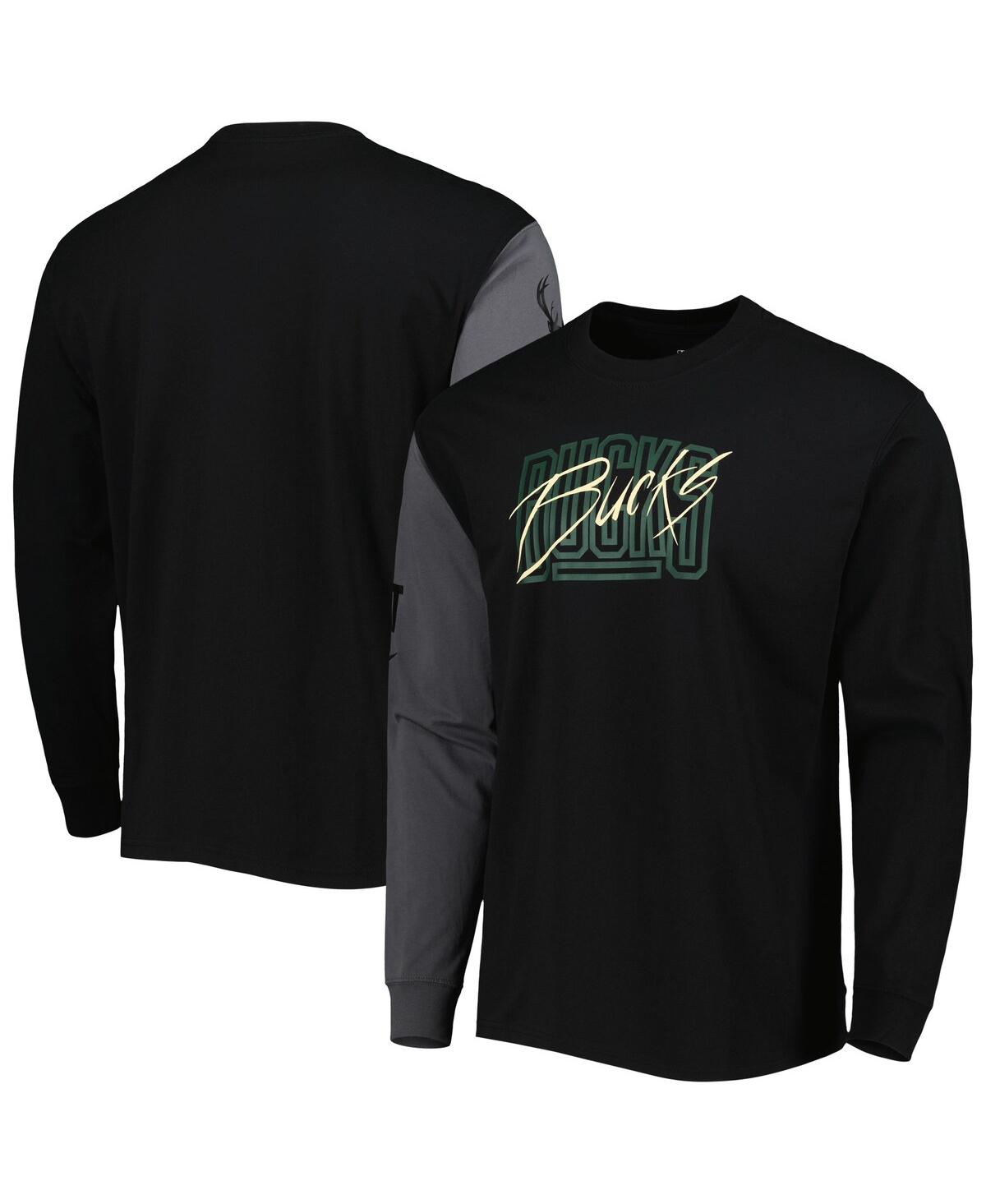 Men's NikeMilwaukee Bucks Courtside Versus Flight MAX90 Long Sleeve T-shirt - Black