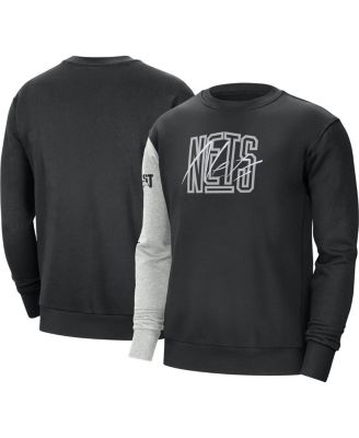 Men's Black, Heather Gray Brooklyn Nets Courtside Versus Force & Flight Pullover Sweatshirt