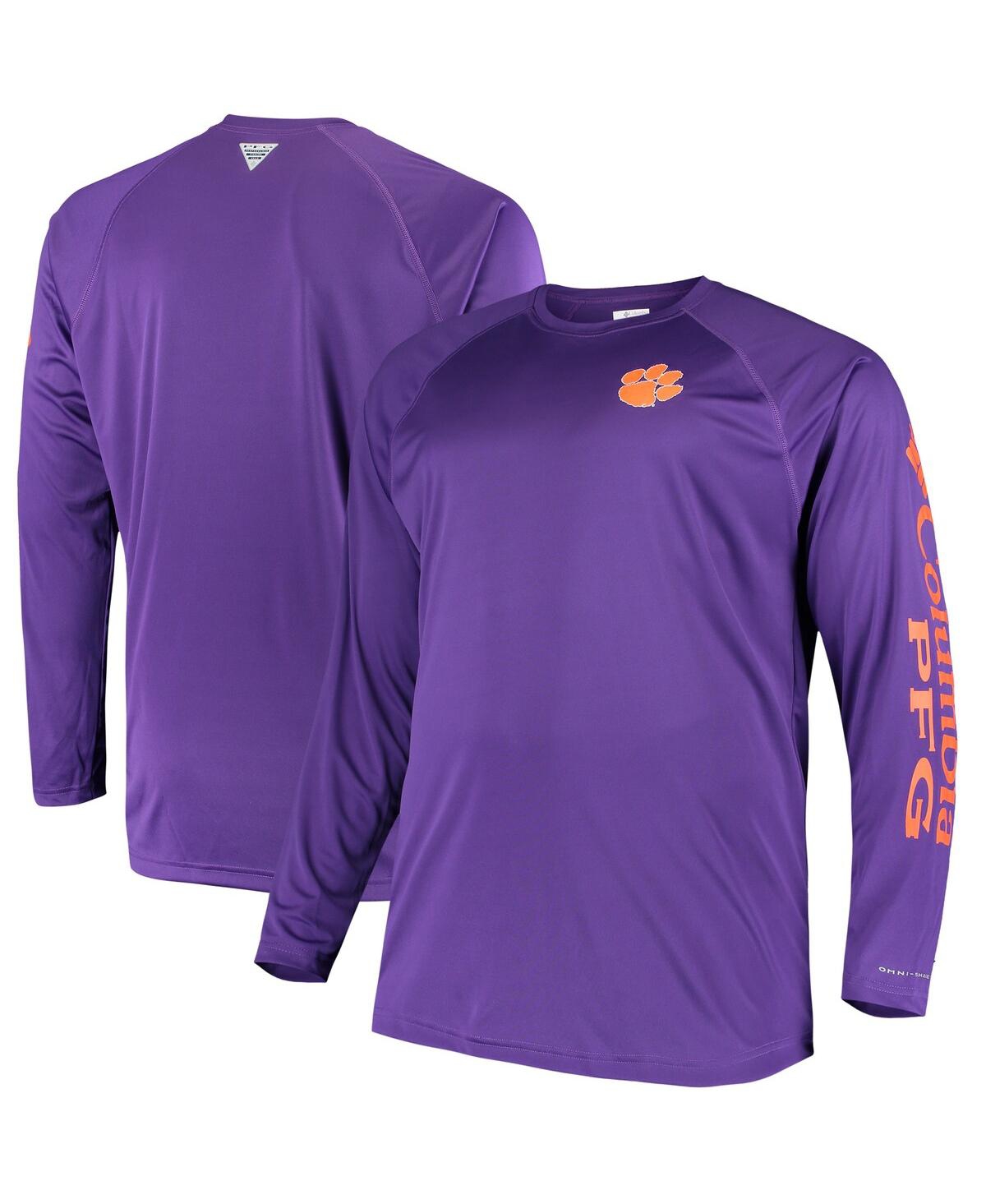 Men's ColumbiaClemson Tigers Big and Tall Terminal Tackle Long Sleeve Omni-Shade T-shirt - Purple