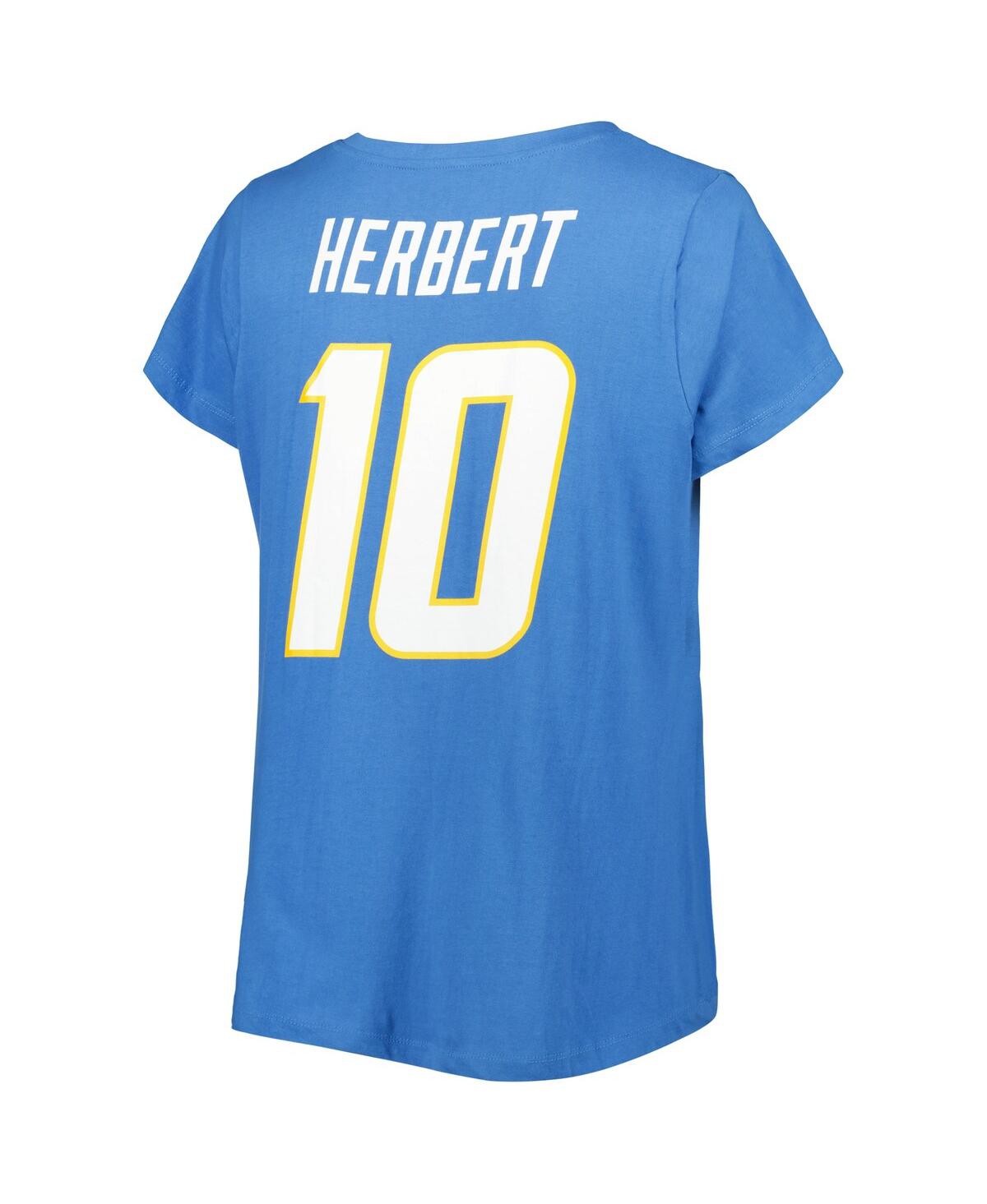 Fanatics Women's  Branded Justin Herbert Powder Blue Los Angeles Chargers Player Icon Name And Number In Powder Blue